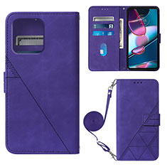 Funda de Cuero Cartera con Soporte Carcasa YB3 para Motorola Moto Edge Plus (2023) 5G Morado