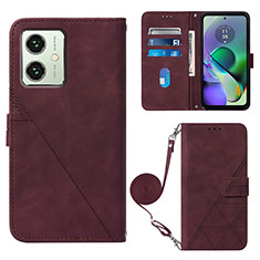 Funda de Cuero Cartera con Soporte Carcasa YB3 para Motorola Moto G54 5G Rojo