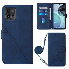 Funda de Cuero Cartera con Soporte Carcasa YB3 para Motorola Moto G72 Azul