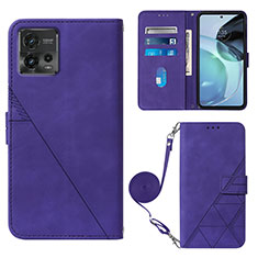 Funda de Cuero Cartera con Soporte Carcasa YB3 para Motorola Moto G72 Morado