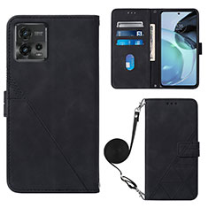 Funda de Cuero Cartera con Soporte Carcasa YB3 para Motorola Moto G72 Negro