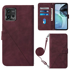 Funda de Cuero Cartera con Soporte Carcasa YB3 para Motorola Moto G72 Rojo