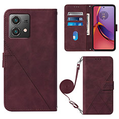 Funda de Cuero Cartera con Soporte Carcasa YB3 para Motorola Moto G84 5G Rojo