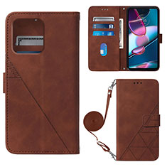 Funda de Cuero Cartera con Soporte Carcasa YB3 para Motorola Moto X40 5G Marron