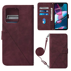 Funda de Cuero Cartera con Soporte Carcasa YB3 para Motorola Moto X40 5G Rojo