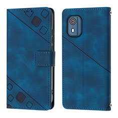 Funda de Cuero Cartera con Soporte Carcasa YB3 para Nokia C02 Azul