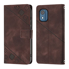 Funda de Cuero Cartera con Soporte Carcasa YB3 para Nokia C02 Marron