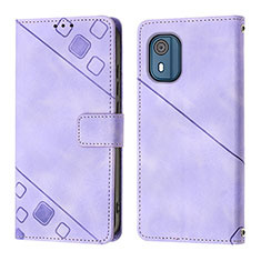 Funda de Cuero Cartera con Soporte Carcasa YB3 para Nokia C02 Morado