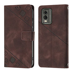 Funda de Cuero Cartera con Soporte Carcasa YB3 para Nokia C210 Marron