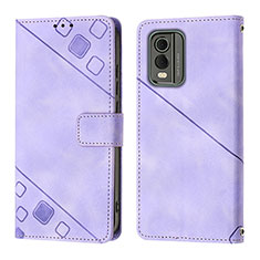 Funda de Cuero Cartera con Soporte Carcasa YB3 para Nokia C210 Morado