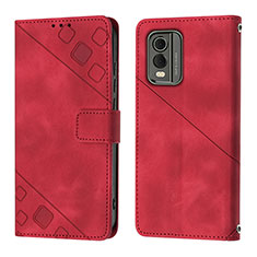 Funda de Cuero Cartera con Soporte Carcasa YB3 para Nokia C210 Rojo