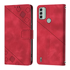 Funda de Cuero Cartera con Soporte Carcasa YB3 para Nokia C31 Rojo