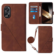 Funda de Cuero Cartera con Soporte Carcasa YB3 para Oppo A18 Marron