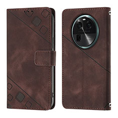 Funda de Cuero Cartera con Soporte Carcasa YB3 para Oppo Find X6 5G Marron