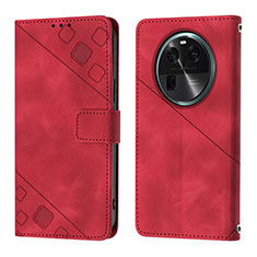 Funda de Cuero Cartera con Soporte Carcasa YB3 para Oppo Find X6 5G Rojo