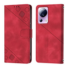 Funda de Cuero Cartera con Soporte Carcasa YB3 para Xiaomi Civi 2 5G Rojo