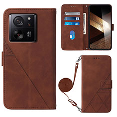 Funda de Cuero Cartera con Soporte Carcasa YB3 para Xiaomi Mi 13T 5G Marron