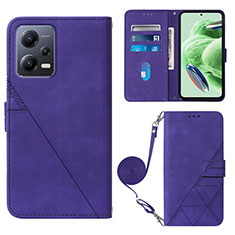 Funda de Cuero Cartera con Soporte Carcasa YB3 para Xiaomi Redmi Note 12 5G Morado