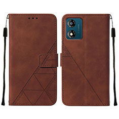 Funda de Cuero Cartera con Soporte Carcasa YB4 para Motorola Moto E13 Marron