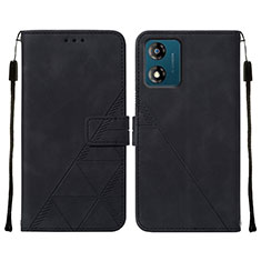 Funda de Cuero Cartera con Soporte Carcasa YB4 para Motorola Moto E13 Negro