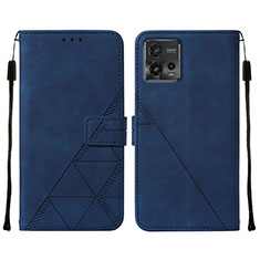 Funda de Cuero Cartera con Soporte Carcasa YB4 para Motorola Moto G72 Azul