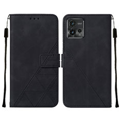 Funda de Cuero Cartera con Soporte Carcasa YB4 para Motorola Moto G72 Negro