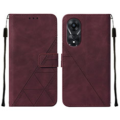 Funda de Cuero Cartera con Soporte Carcasa YB4 para Oppo A58 5G Rojo