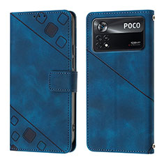 Funda de Cuero Cartera con Soporte Carcasa YB4 para Xiaomi Poco X4 Pro 5G Azul