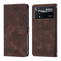 Funda de Cuero Cartera con Soporte Carcasa YB4 para Xiaomi Poco X4 Pro 5G Marron