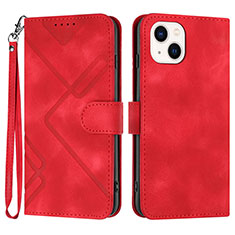 Funda de Cuero Cartera con Soporte Carcasa YX1 para Apple iPhone 13 Rojo Rosa