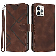 Funda de Cuero Cartera con Soporte Carcasa YX1 para Apple iPhone 14 Pro Max Marron