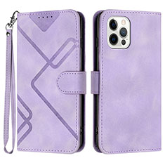 Funda de Cuero Cartera con Soporte Carcasa YX1 para Apple iPhone 15 Pro Max Purpura Claro