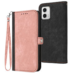 Funda de Cuero Cartera con Soporte Carcasa YX1 para Motorola Moto G53j 5G Oro Rosa