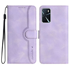 Funda de Cuero Cartera con Soporte Carcasa YX1 para Oppo A16 Morado