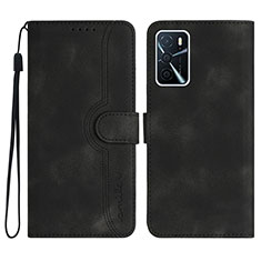 Funda de Cuero Cartera con Soporte Carcasa YX1 para Oppo A16 Negro