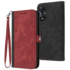 Funda de Cuero Cartera con Soporte Carcasa YX1 para Oppo A18 Rojo