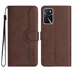 Funda de Cuero Cartera con Soporte Carcasa YX1 para Oppo A54s Marron