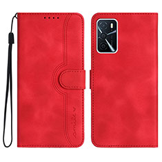 Funda de Cuero Cartera con Soporte Carcasa YX1 para Oppo A54s Rojo