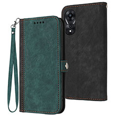 Funda de Cuero Cartera con Soporte Carcasa YX1 para Oppo A58 4G Verde