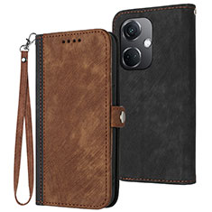 Funda de Cuero Cartera con Soporte Carcasa YX1 para Oppo K11 5G Marron