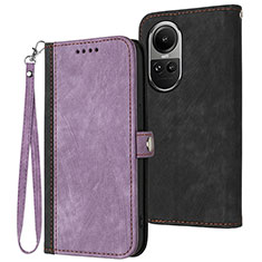 Funda de Cuero Cartera con Soporte Carcasa YX1 para Oppo Reno10 5G Morado