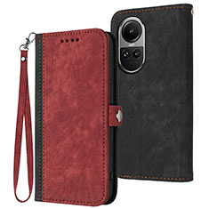 Funda de Cuero Cartera con Soporte Carcasa YX1 para Oppo Reno10 5G Rojo