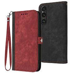 Funda de Cuero Cartera con Soporte Carcasa YX1 para Sony Xperia 1 V Rojo