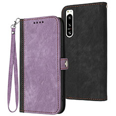 Funda de Cuero Cartera con Soporte Carcasa YX1 para Sony Xperia 5 IV Morado