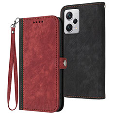 Funda de Cuero Cartera con Soporte Carcasa YX1 para Xiaomi Redmi Note 12 Pro 5G Rojo