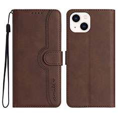 Funda de Cuero Cartera con Soporte Carcasa YX2 para Apple iPhone 13 Marron