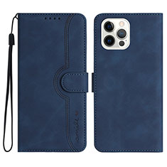 Funda de Cuero Cartera con Soporte Carcasa YX2 para Apple iPhone 13 Pro Azul