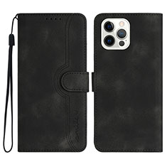 Funda de Cuero Cartera con Soporte Carcasa YX2 para Apple iPhone 13 Pro Negro