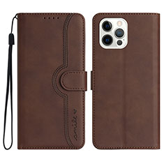 Funda de Cuero Cartera con Soporte Carcasa YX2 para Apple iPhone 14 Pro Marron