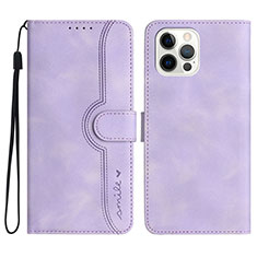 Funda de Cuero Cartera con Soporte Carcasa YX2 para Apple iPhone 14 Pro Purpura Claro